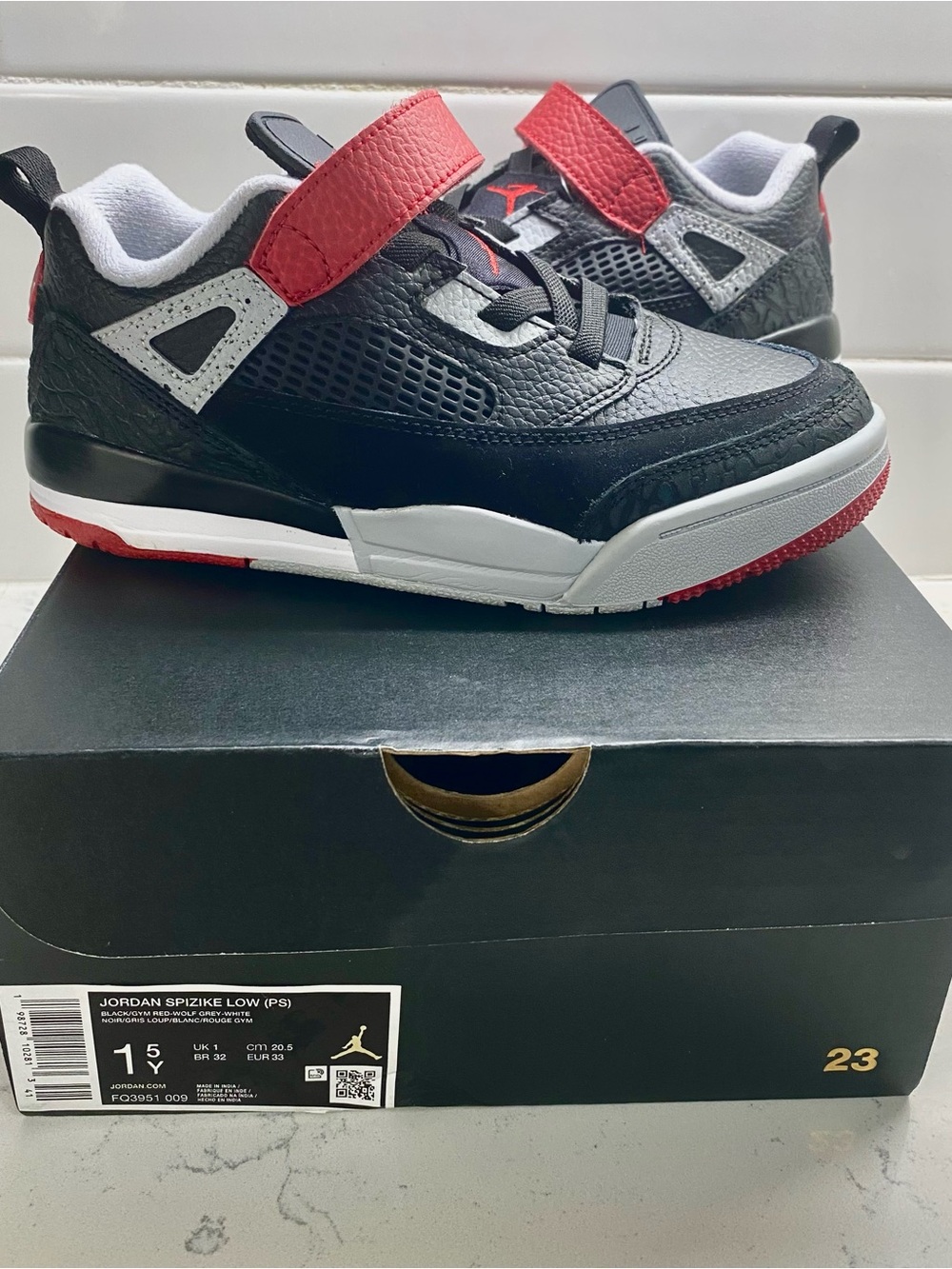 Jordan Spizike Low (PS) 1.5Y Black/Gym Red – Like New w/ Box